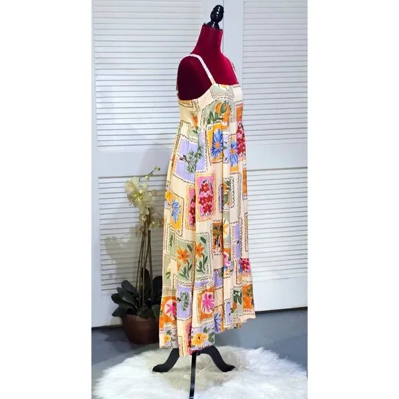 Paper Heart Anthropologie Wo's Strappy Stamp Floral Postcard Maxi Dress SzS 2803 - Picture 3 of 14